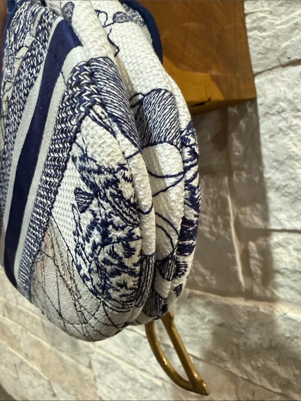 Christian Dior Blue and White Around the World Saddle Bag